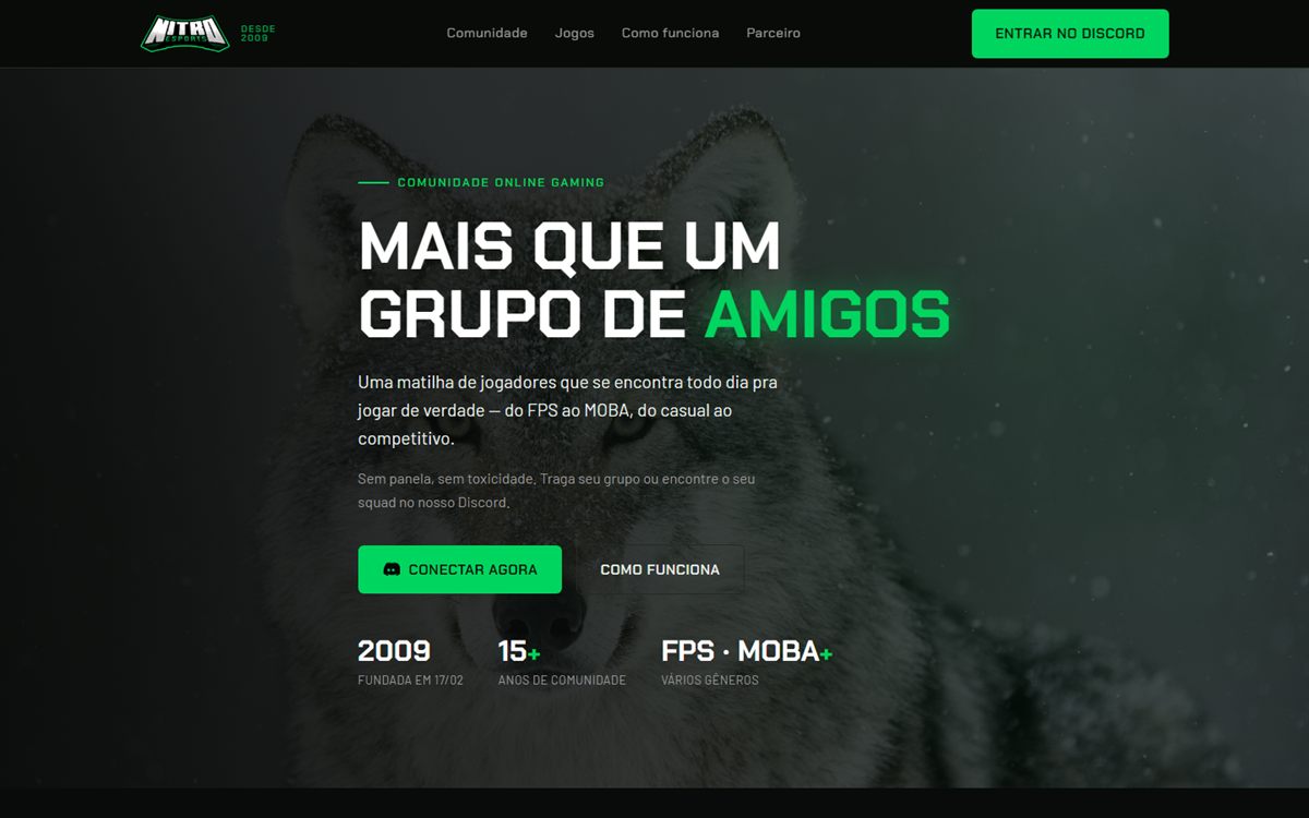 Site da Nitro Esports