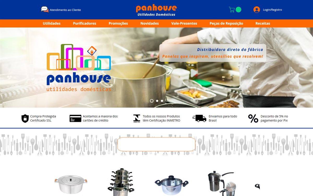 Loja virtual da Panhouse Utilidades Domésticas